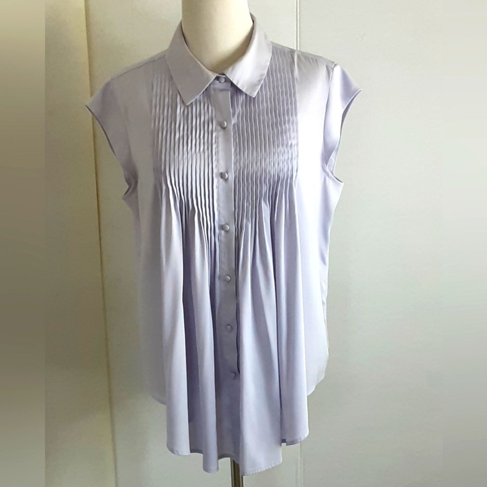 CATHERINE by Catherine Malandrino Lilac Cap Sleeve Pintuck Blouse Sz. 8